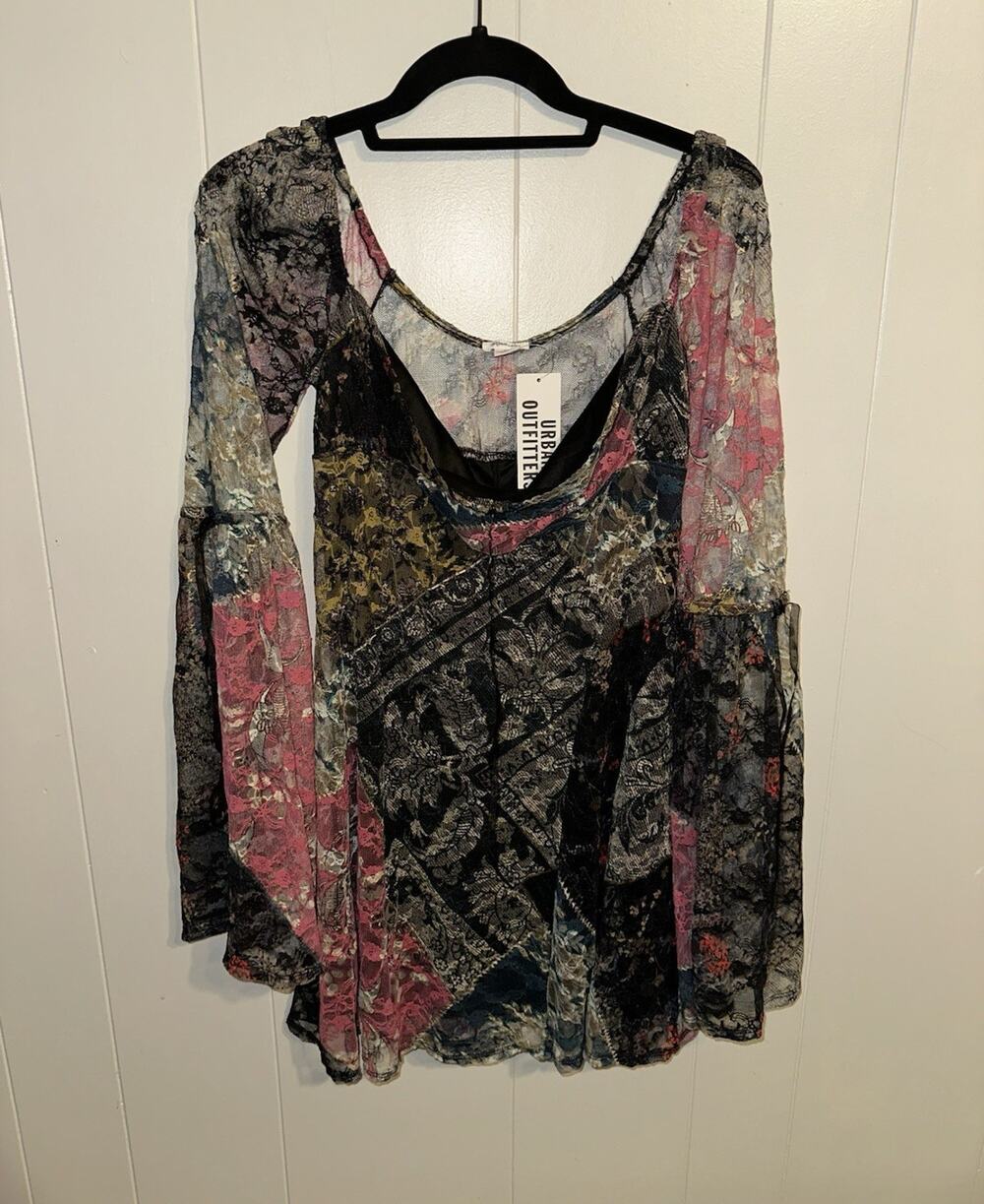 Urban Outfitters Sheer Lace Floral Long Sleeve Mini Dress Size M